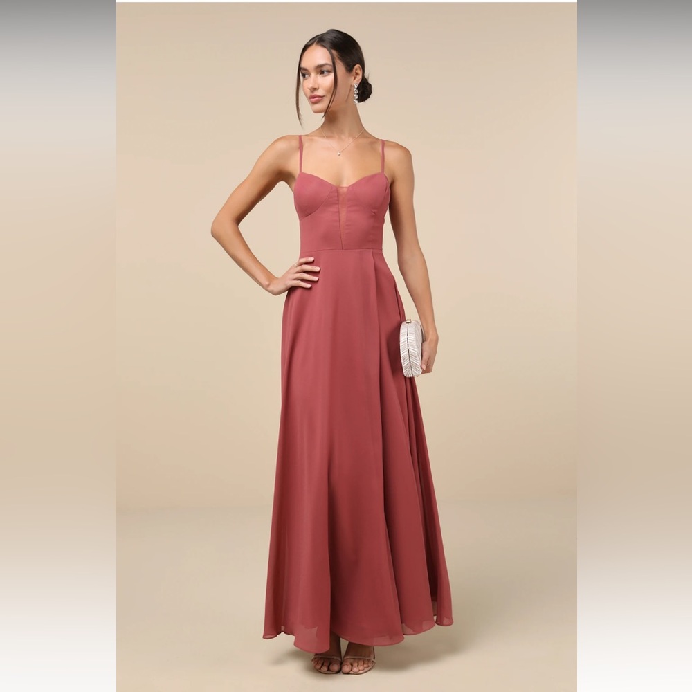 Stunning Grace Rusty Rose Cutout A-Line Maxi Dress
